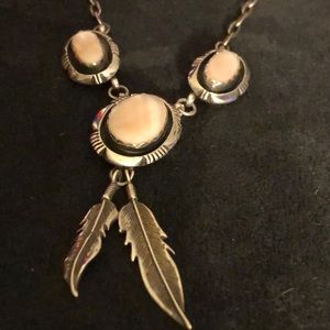 Vintage LM NEZ Native American Sterling Silver Pink Mother Of Pearl Neck…